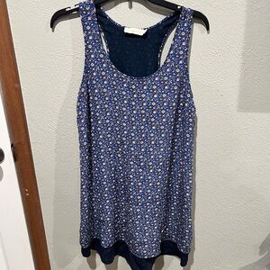 Tory Burch Navy Blue Floral Racerback Dress Floral Size Small EUC Cute